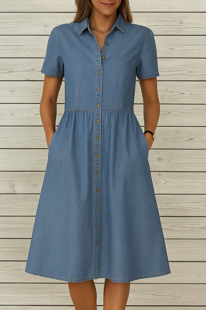 Kvinders Denim Shirt Kjole Button-Down