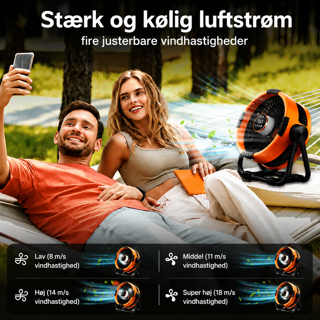 Campingvifte med 20.000 mAh powerbank