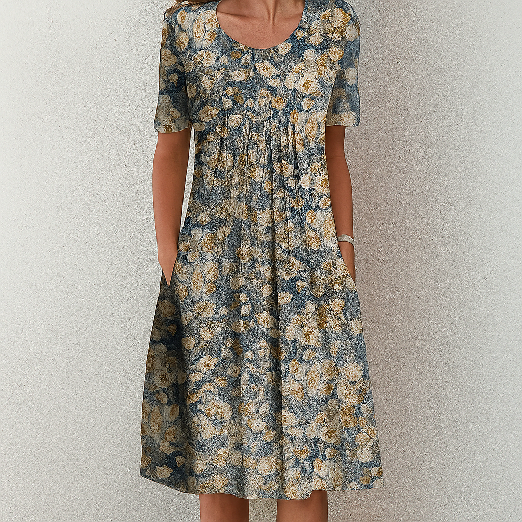 Ubesværet vintage blomsterprintet flæsekjole