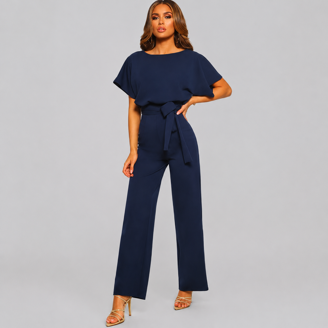 Kvinders Kort Ærme Lige Ben Jumpsuit