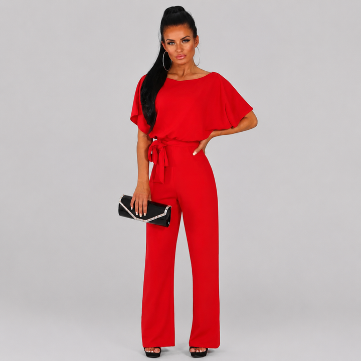 Kvinders Kort Ærme Lige Ben Jumpsuit