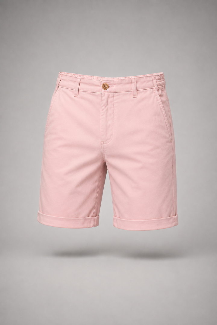 Taljerede sommershorts til herrer – let polyester-twill, afslappet pasform