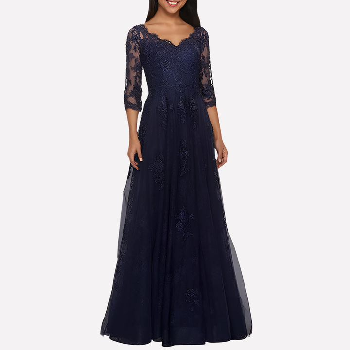 Elegant A-Line Kjole med Klassisk Rund Hals
