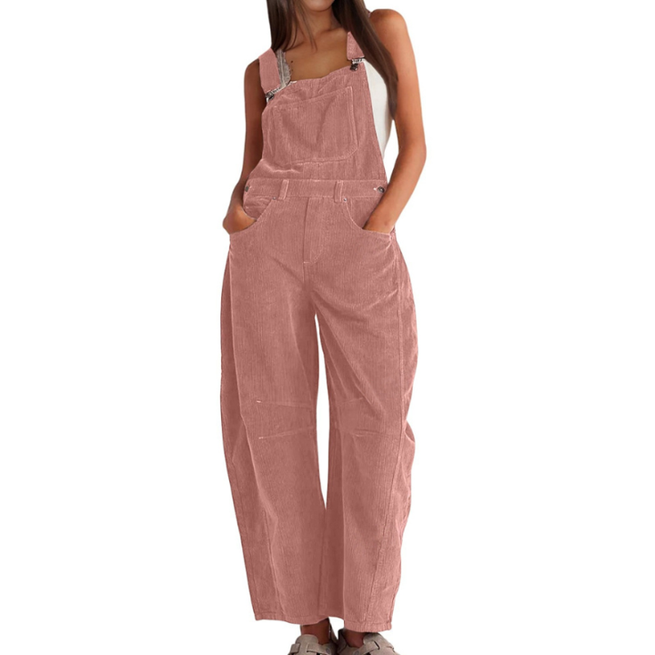 Overalls i fløjl til damer med vide ben – afslappet utility-jumpsuit