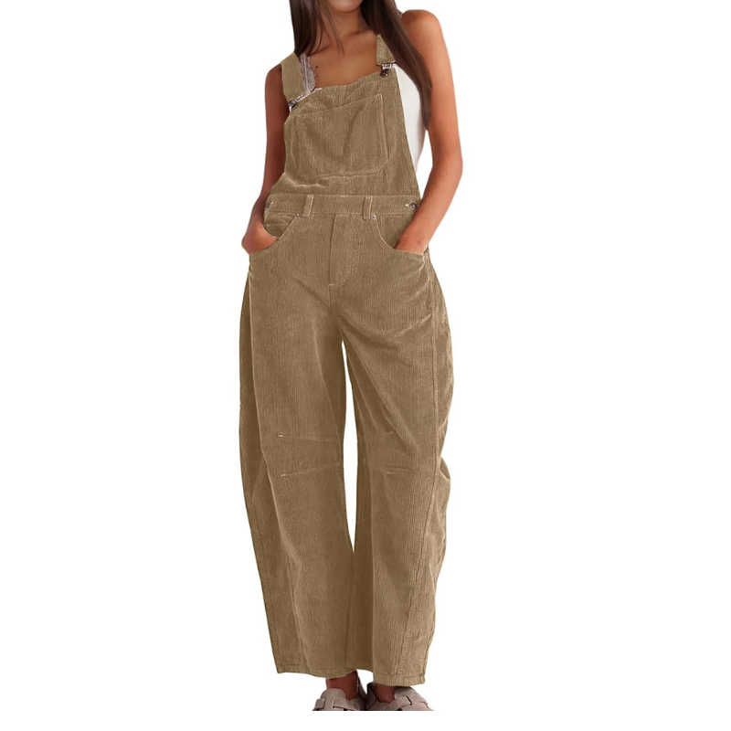 Overalls i fløjl til damer med vide ben – afslappet utility-jumpsuit