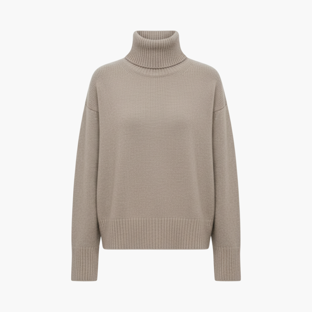 Kvinders Oversized Højhalset Sweater – Afslappet Striklag