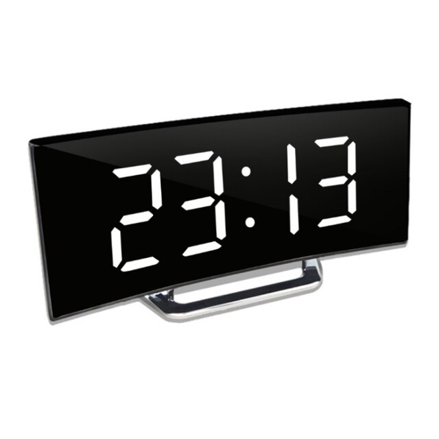 Digitalt vækkeur | Buet LED-spejldisplay | Automatisk justering af lysstyrke