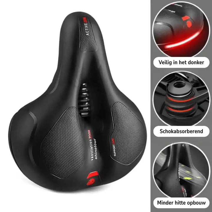 Ergonomisk komfort-cykelsadel med udskæring – med 2 tommer tyk skumpolstring og vandtæt PU-læder