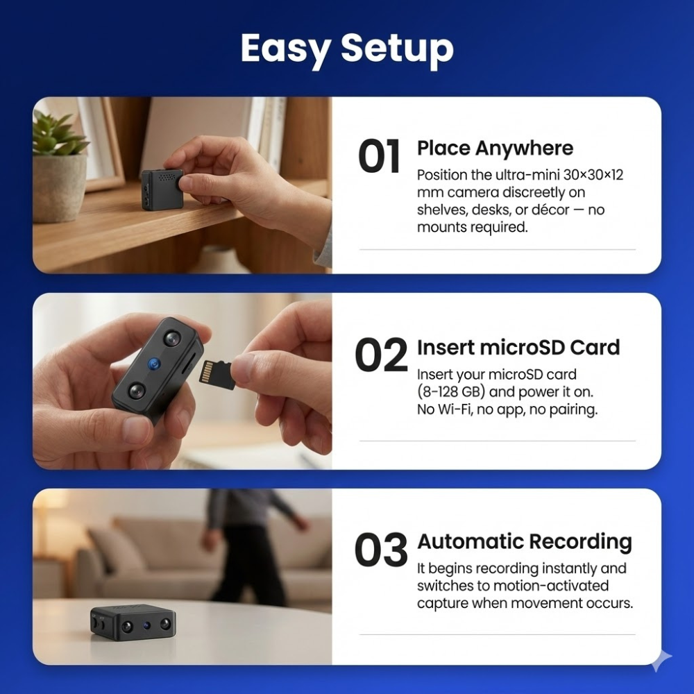 Mini HD-overvågningskamera med Wi-Fi