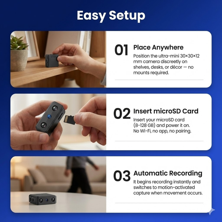 Mini HD-overvågningskamera med Wi-Fi