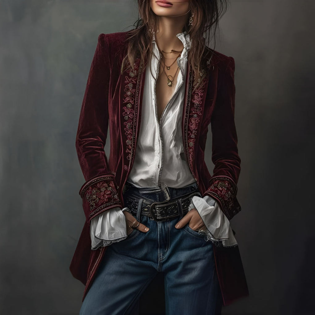 Kvinder Gebroderet Blazer Lange Jack