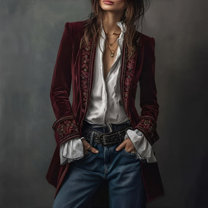 Kvinder Gebroderet Blazer Lange Jack