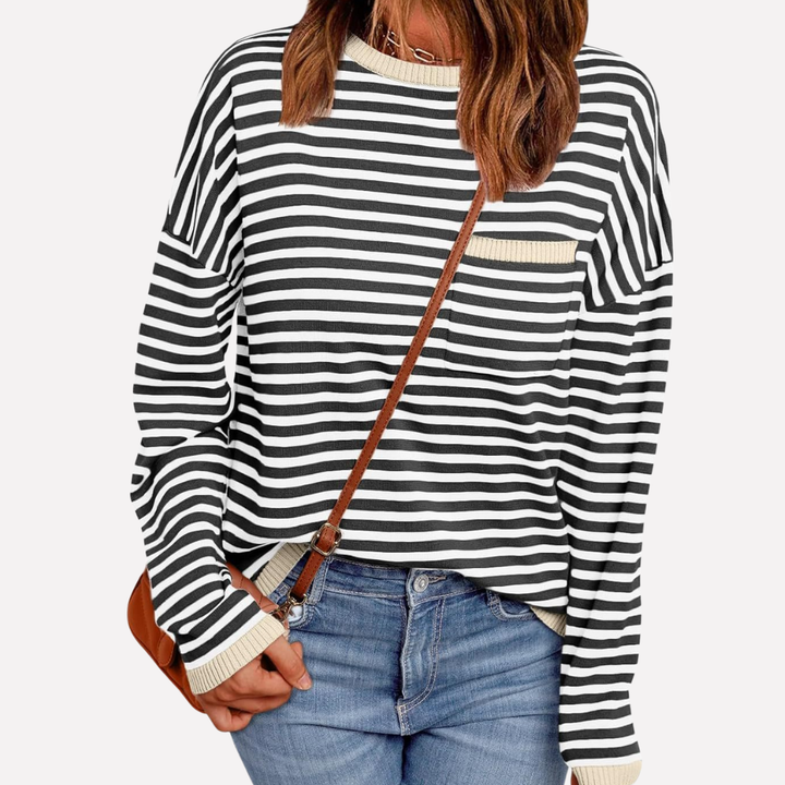 Kvinders Stribede Strik Pullover