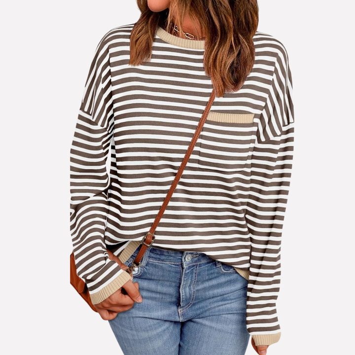 Kvinders Stribede Strik Pullover
