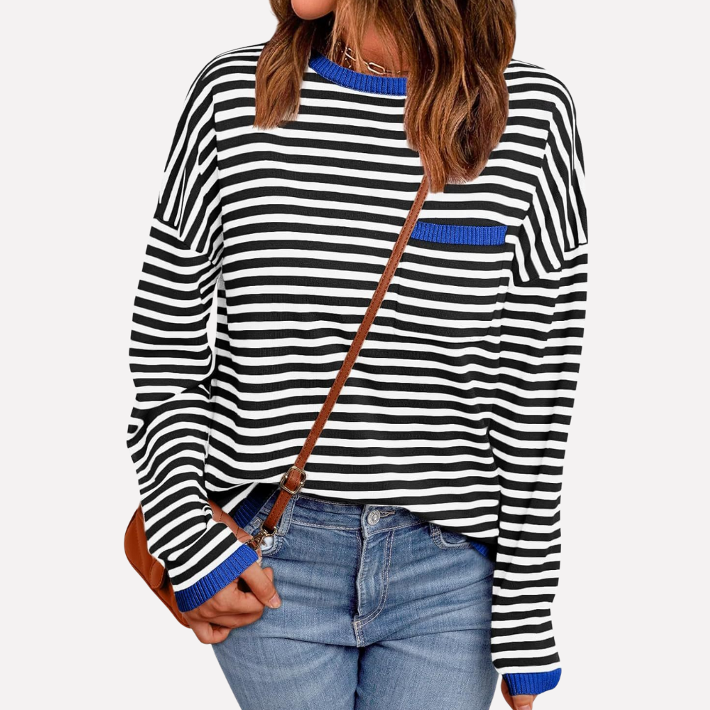 Kvinders Stribede Strik Pullover