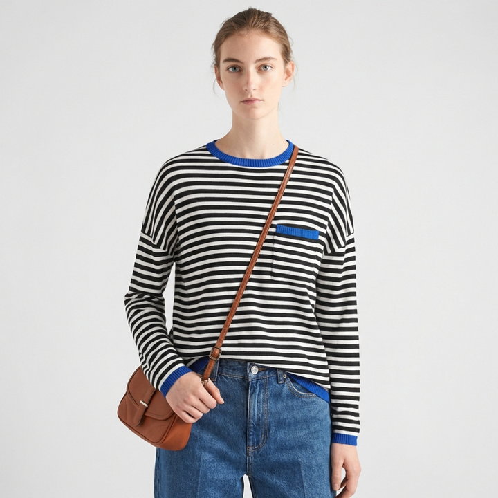 Kvinders Stribede Strik Pullover