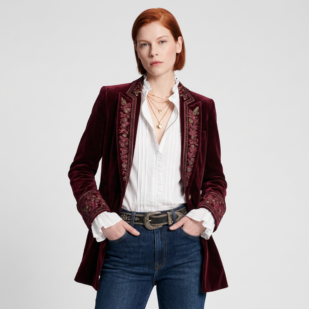 Kvinder Gebroderet Blazer Lange Jack