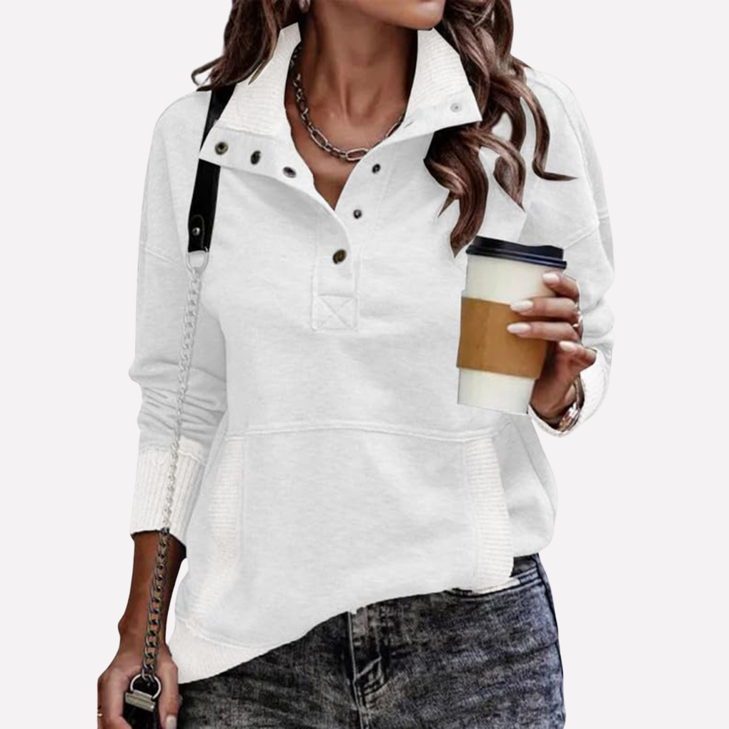 Casual Lang-Ærmet Stand Hals Sweatshirt