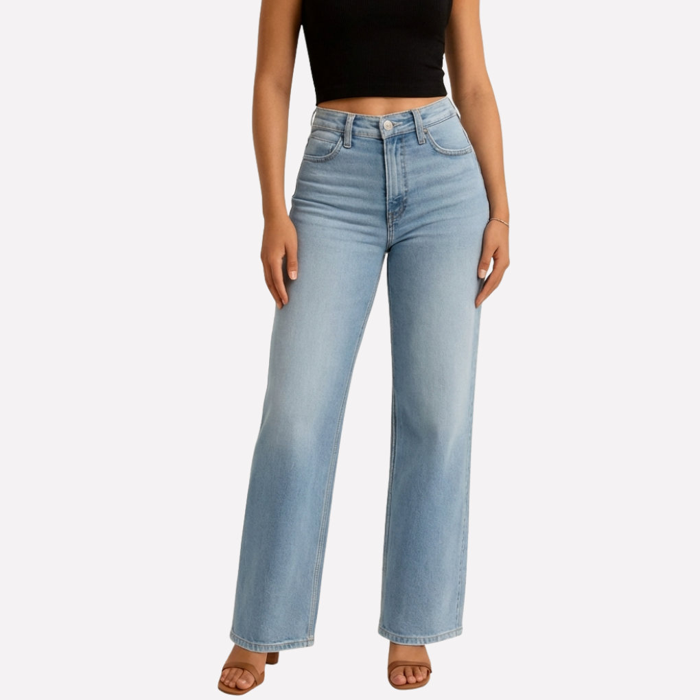 Kvinders Højtaljede Straight Leg Jeans – Casual Cropped Style