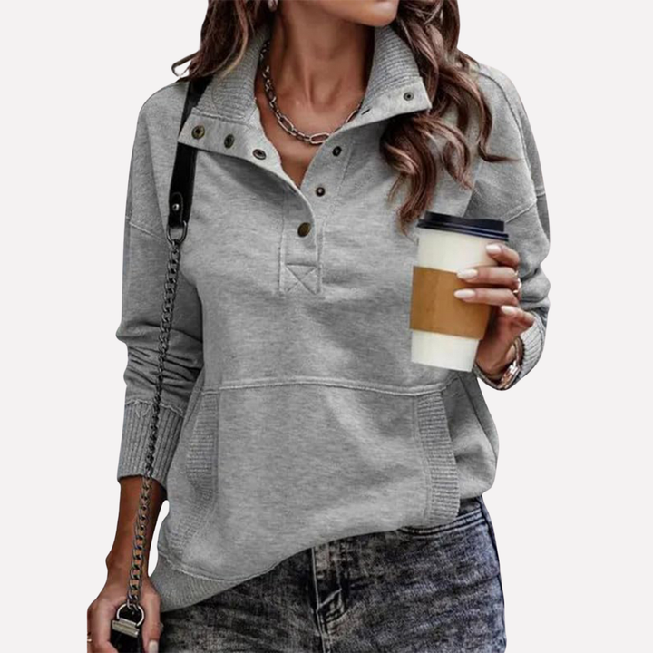 Casual Lang-Ærmet Stand Hals Sweatshirt