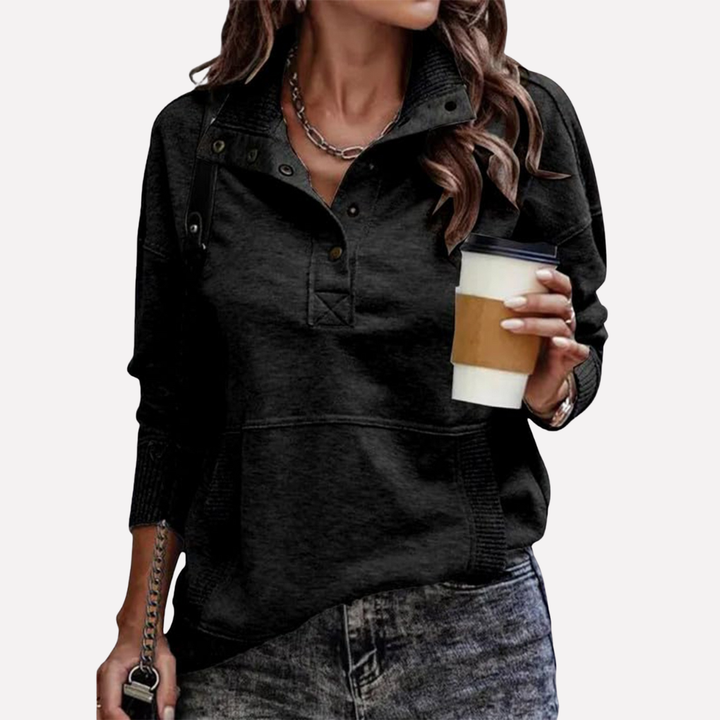 Casual Lang-Ærmet Stand Hals Sweatshirt