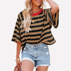 Kvinders Stribede Farveblok Crewneck Top