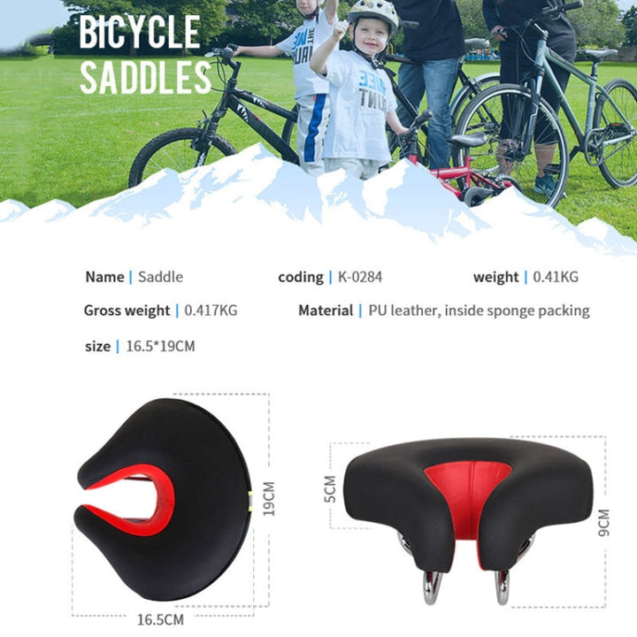 Cykelsadel | Nosefri, ergonomisk | Ekstra tyk skumpolstring | Ridora