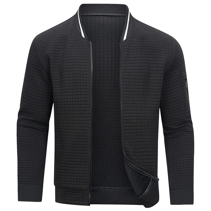 Struktureret ternet cardigan med gennemgående lynlås - Mitchell