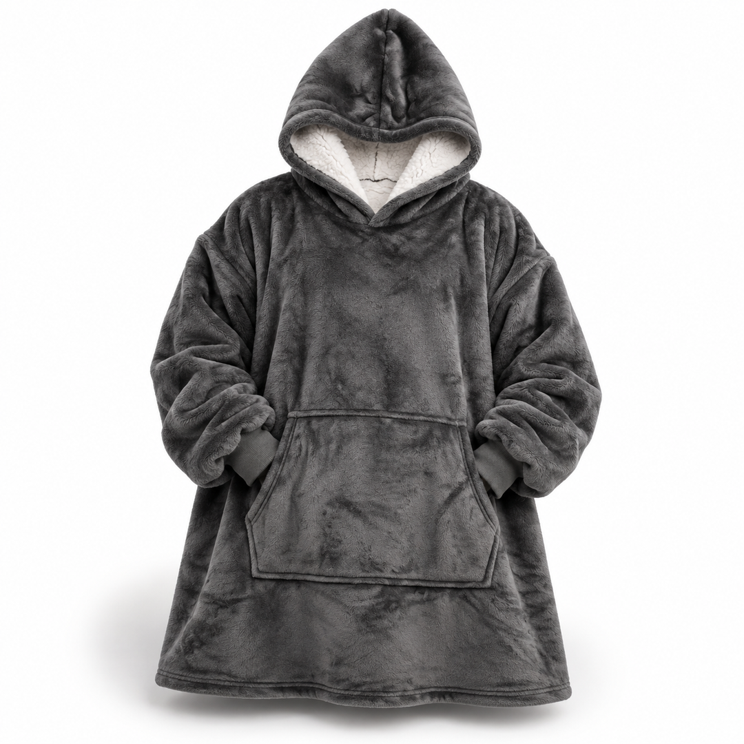 Ultrablødt oversize sherpa-hoodie-tæppe (med lomme)