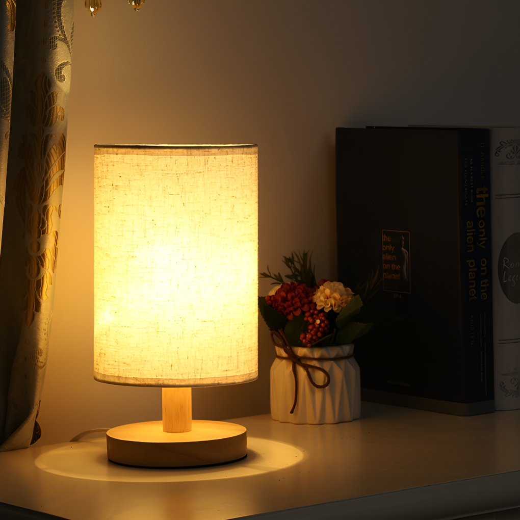 Moderne træ natbordslampe