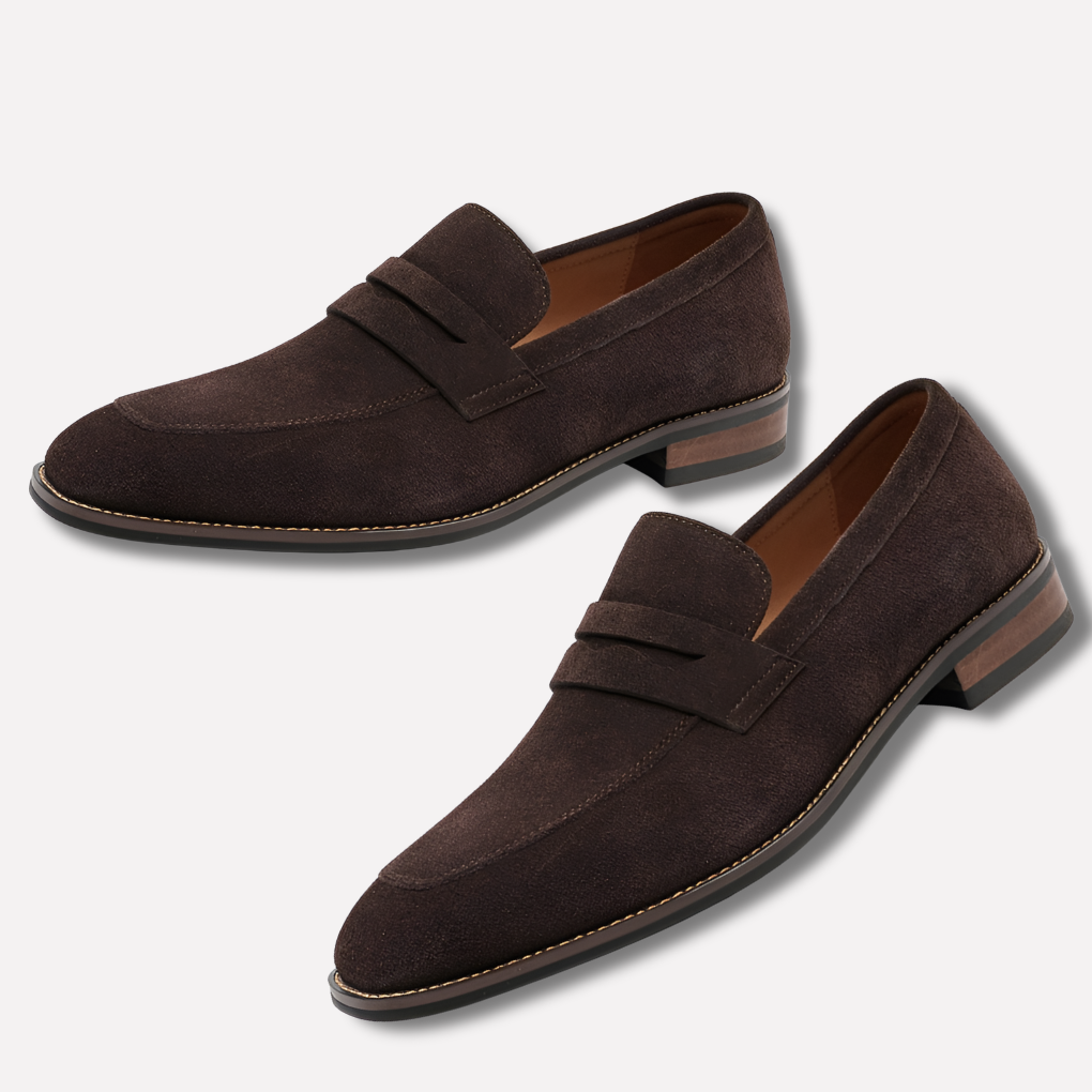 Herre-loafers i ruskind