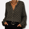 Elegant bluse med V-hals og print