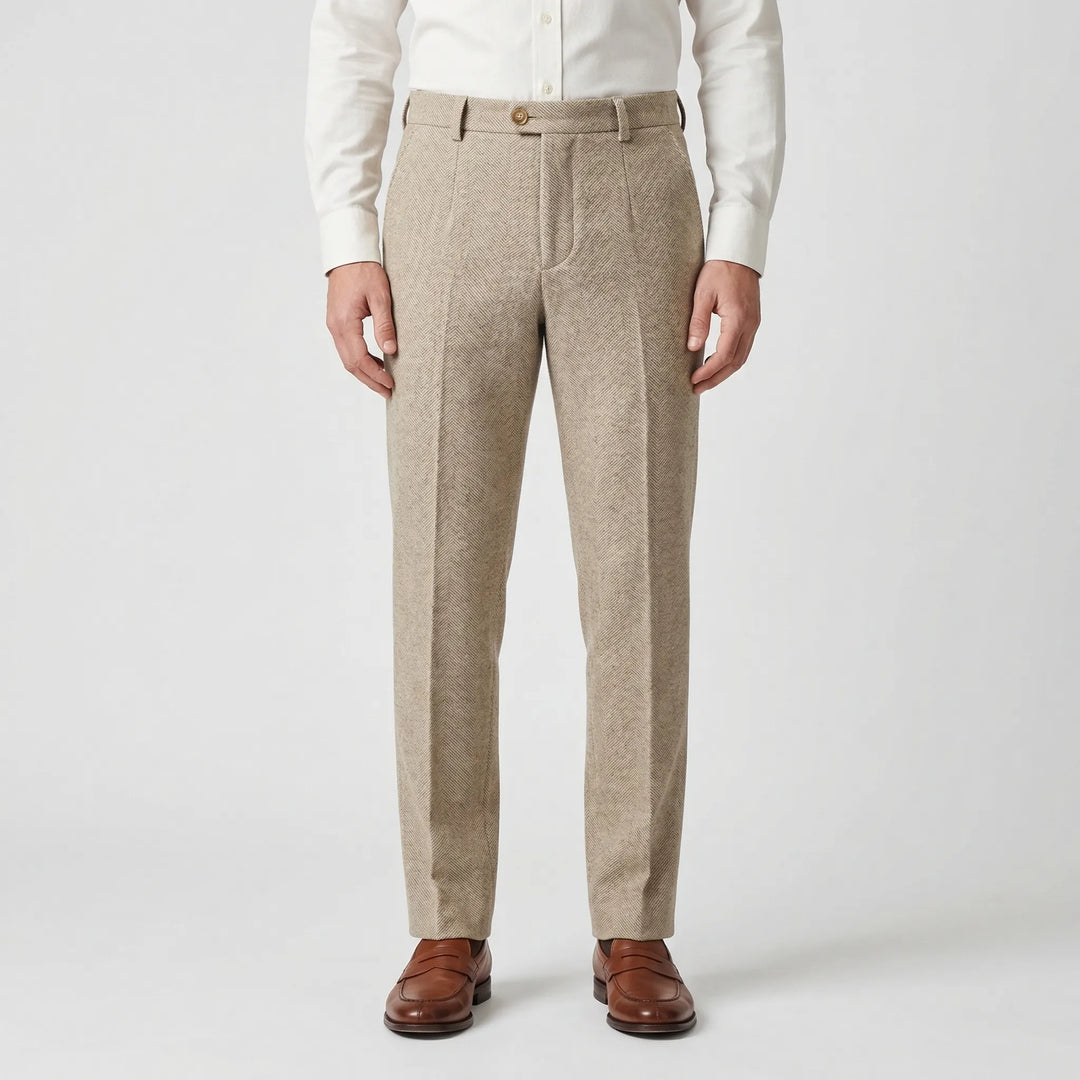 Slim fit bukser med fiskebensmønster - Martin