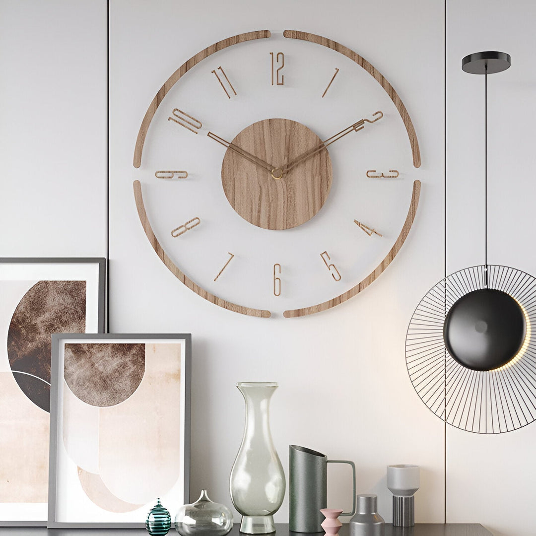 ClearWood Silent vægur – nutidigt design i træ og akryl