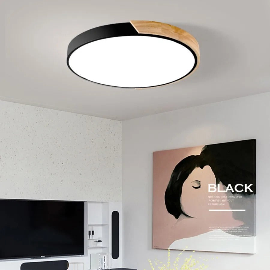 Rund Nordic Macaron-loftlampe i træ