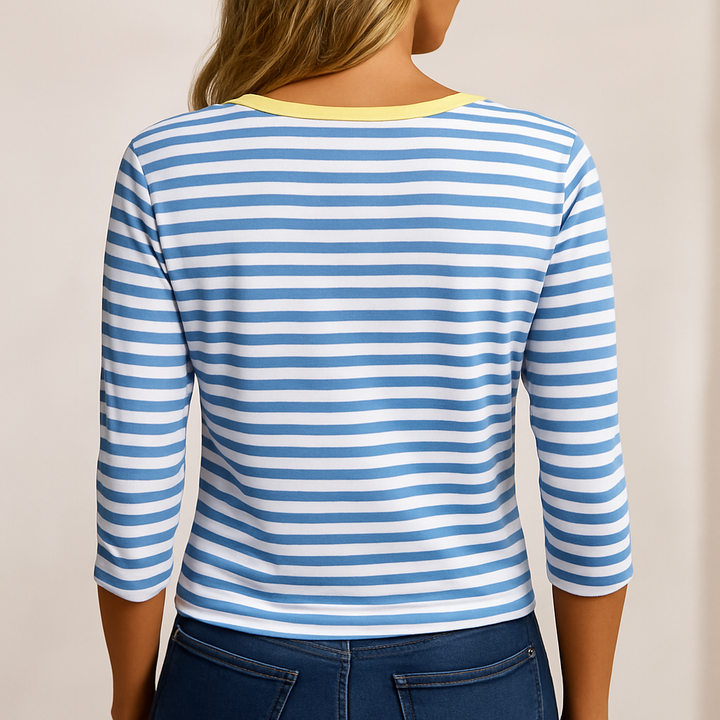 Dame T-shirt med V-hals og afslappet pasform