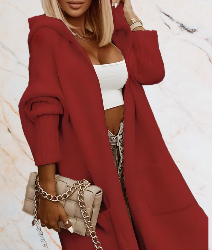 Janine - Lang og oversized tyk åben cardigan med dybe lommer