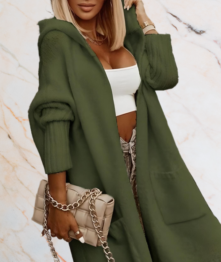 Janine - Lang og oversized tyk åben cardigan med dybe lommer
