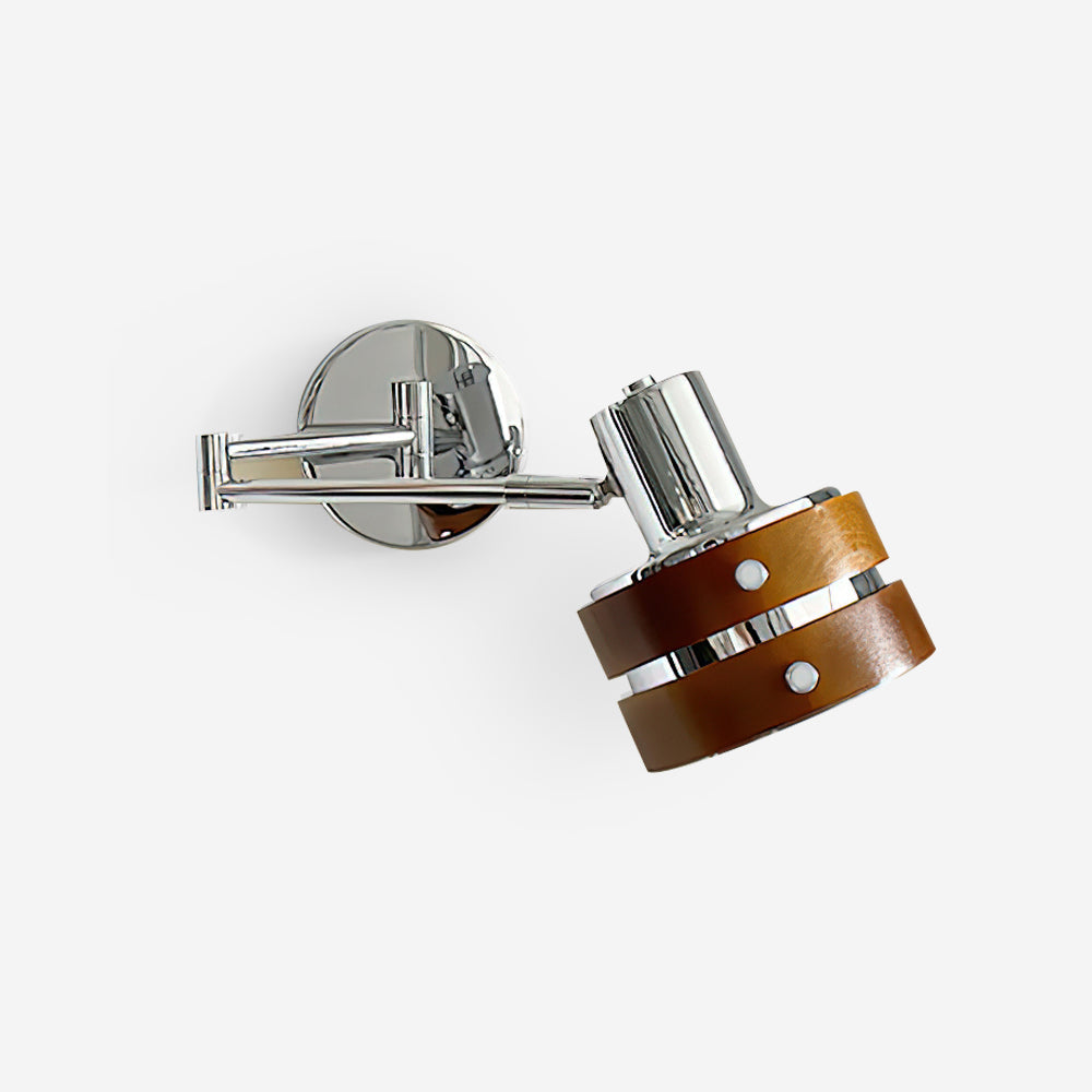 Flare væglampe i krom og træ, mid-century-stil