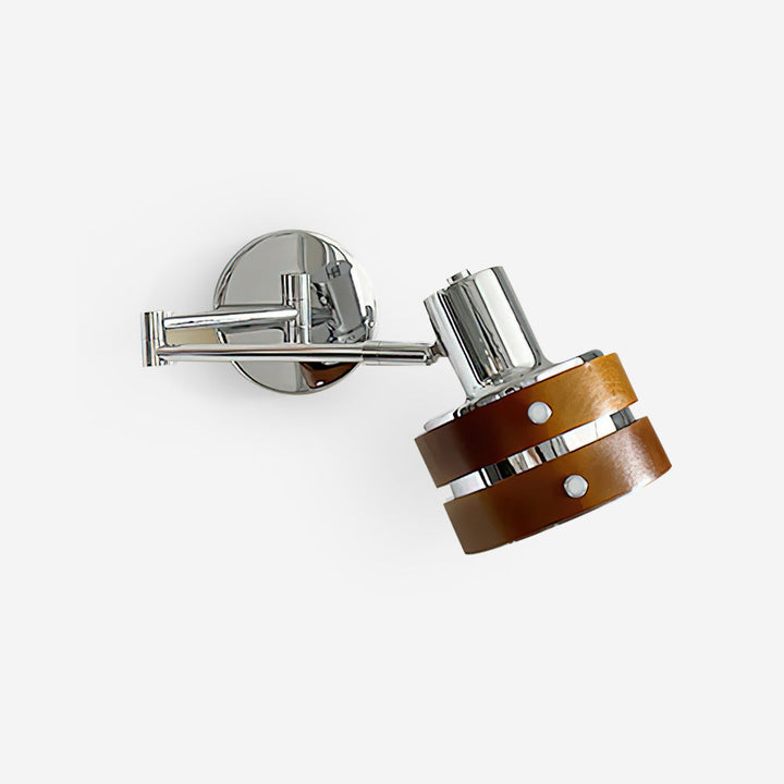 Flare væglampe i krom og træ, mid-century-stil