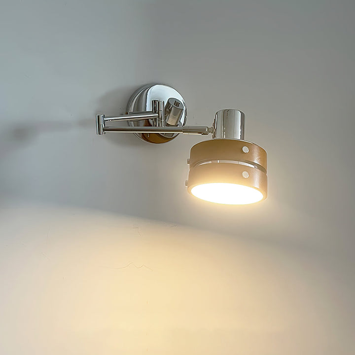 Flare væglampe i krom og træ, mid-century-stil