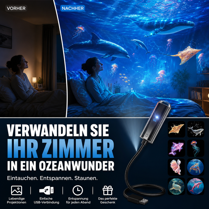 Stjerneprojektor-natlampe med 10 udskiftelige billedfolier, USB-drevet