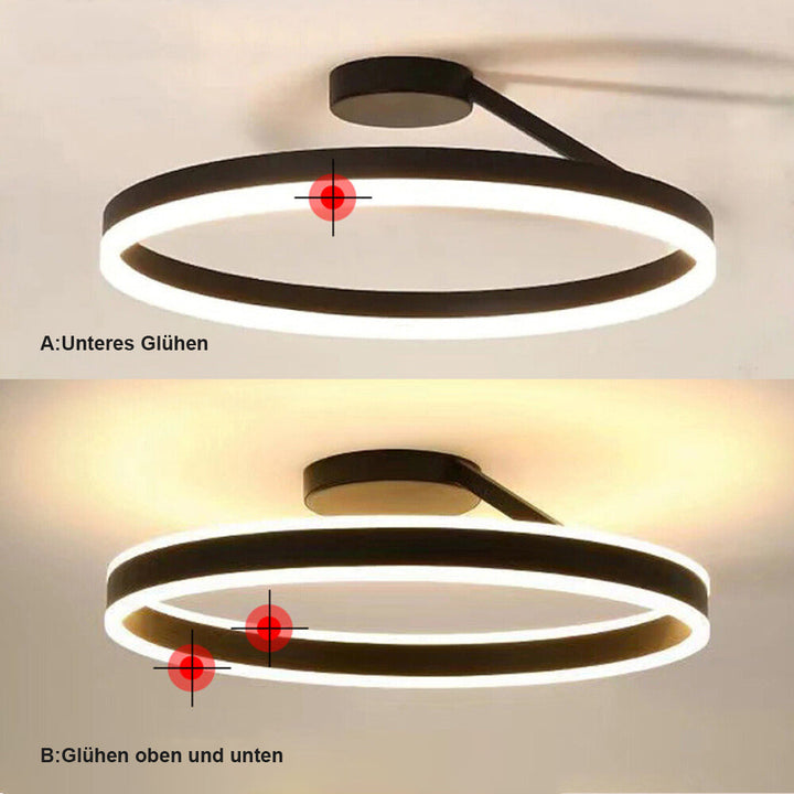 Arisha moderne rund LED-loftlampe sort/hvid til stue, gang, metal