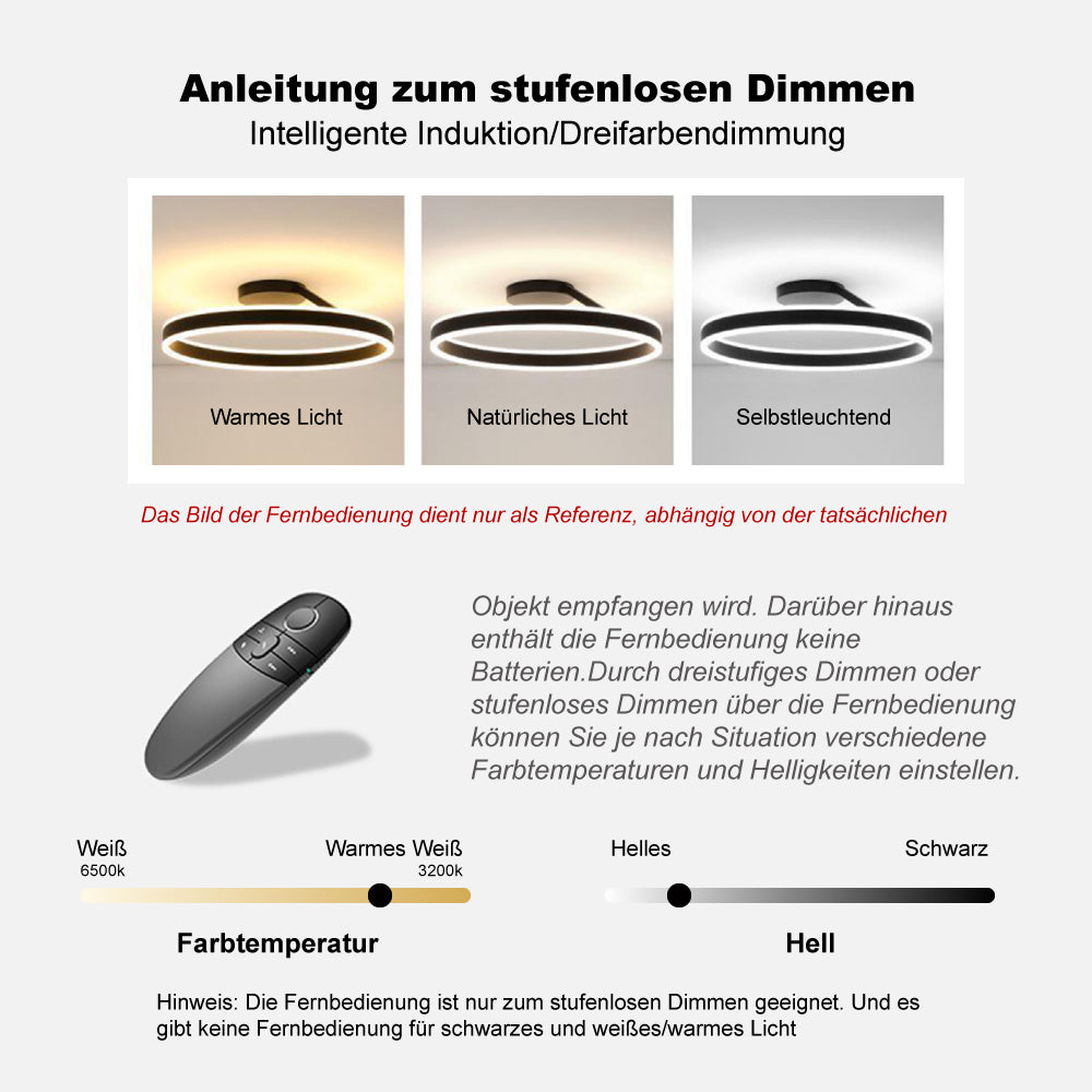 Arisha moderne rund LED-loftlampe sort/hvid til stue, gang, metal
