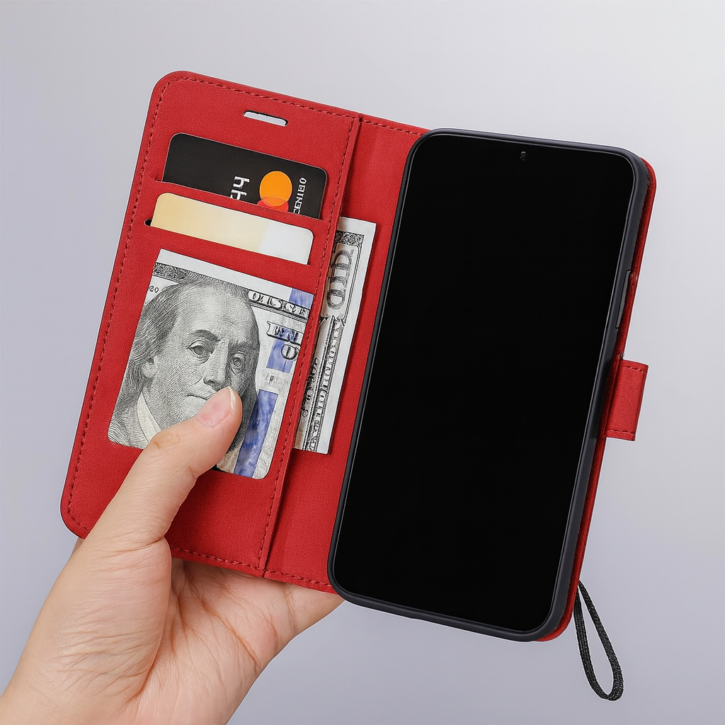 Foldbart lædercover til smartphone
