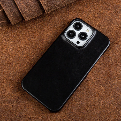 Ægte læder-cover med olievoks til Apple iPhone