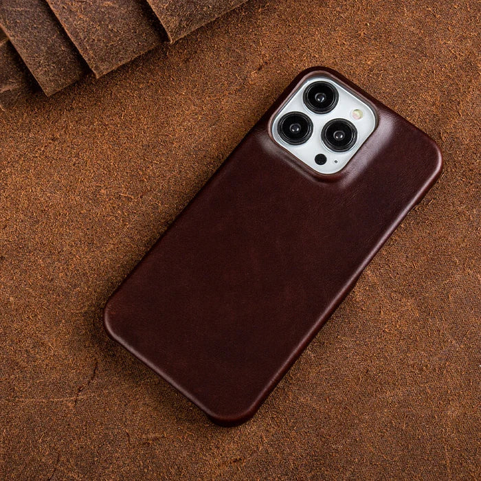 Ægte læder-cover med olievoks til Apple iPhone