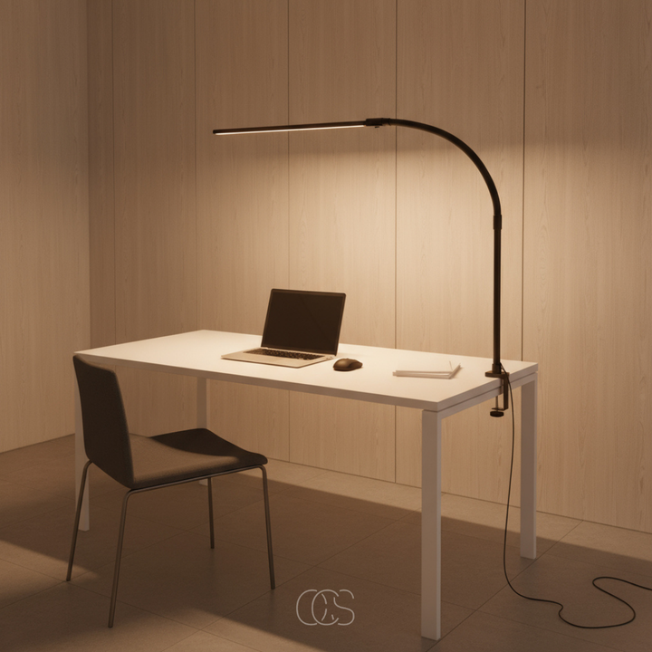 Dæmpbar skrivebordslampe - 3 lysfarver og justerbart design