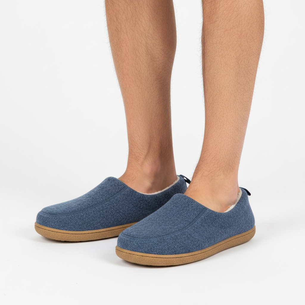 Ortopædisk unisex-indendørstoffel – hård ydersål & fleece-indersål
