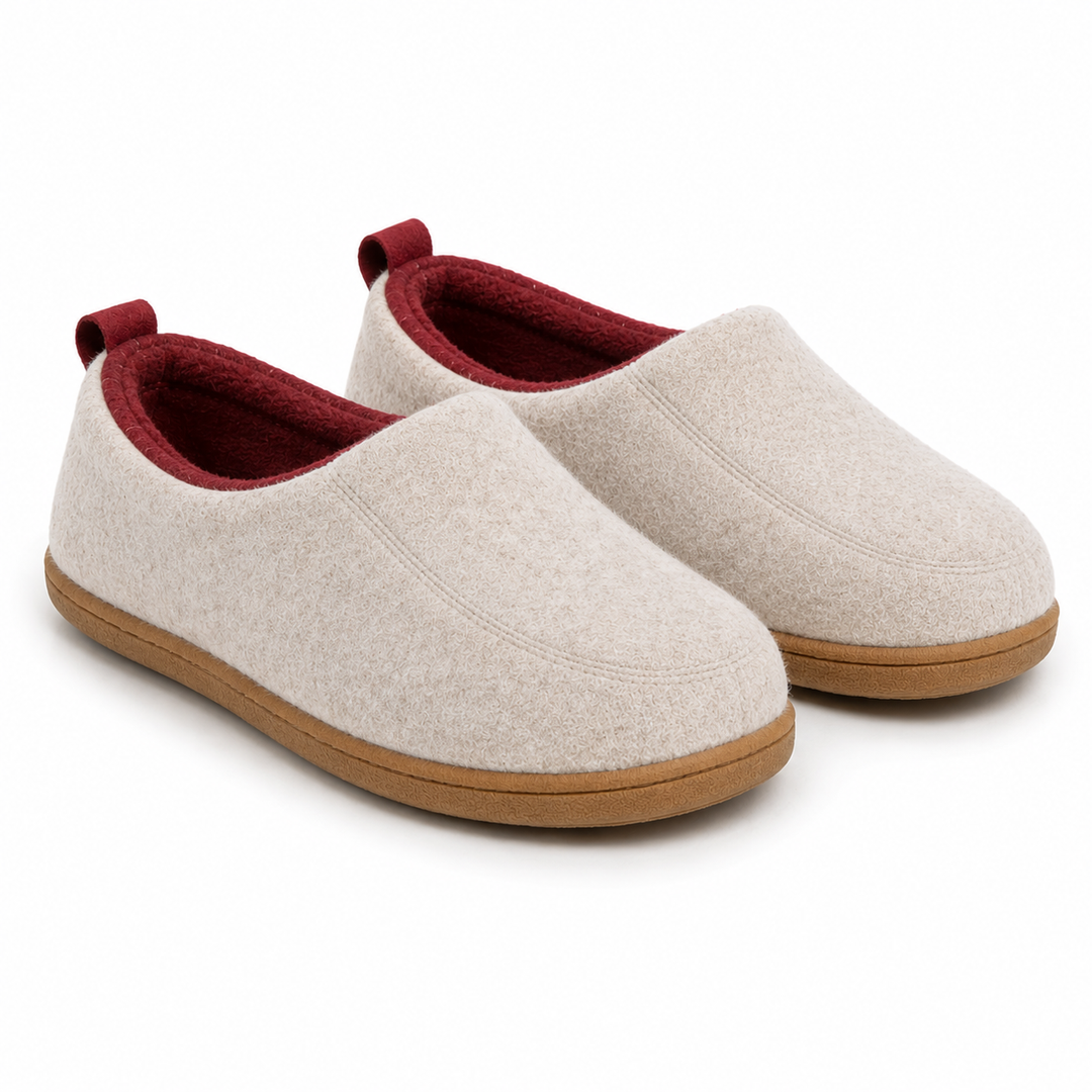 Ortopædisk unisex-indendørstoffel – hård ydersål & fleece-indersål